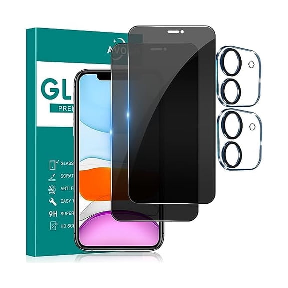 [2+2 Pack Privacy Screen Protector for iPhone 11 with Camera Lens Protector, 6.1 Inch Tempered Full Screen Glass Accessories, Anti-Spy, Bubble Free, Case Friendly