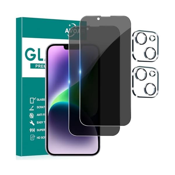 [2+2 Pack Privacy Screen Protector for iPhone 14 Pro with Camera Lens ...
