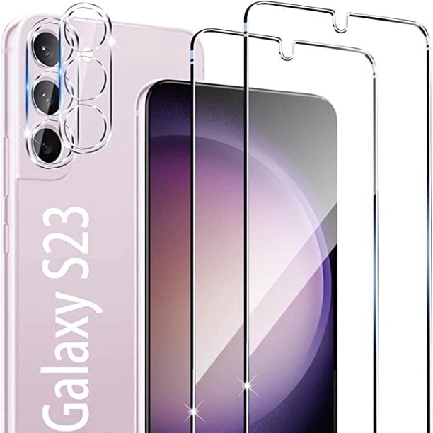 UniqueMe Protector de pantalla para Samsung Galaxy S23, compatible con  huellas dactilares, vidrio templado 9H, paquete de 2 protectores de lente  de
