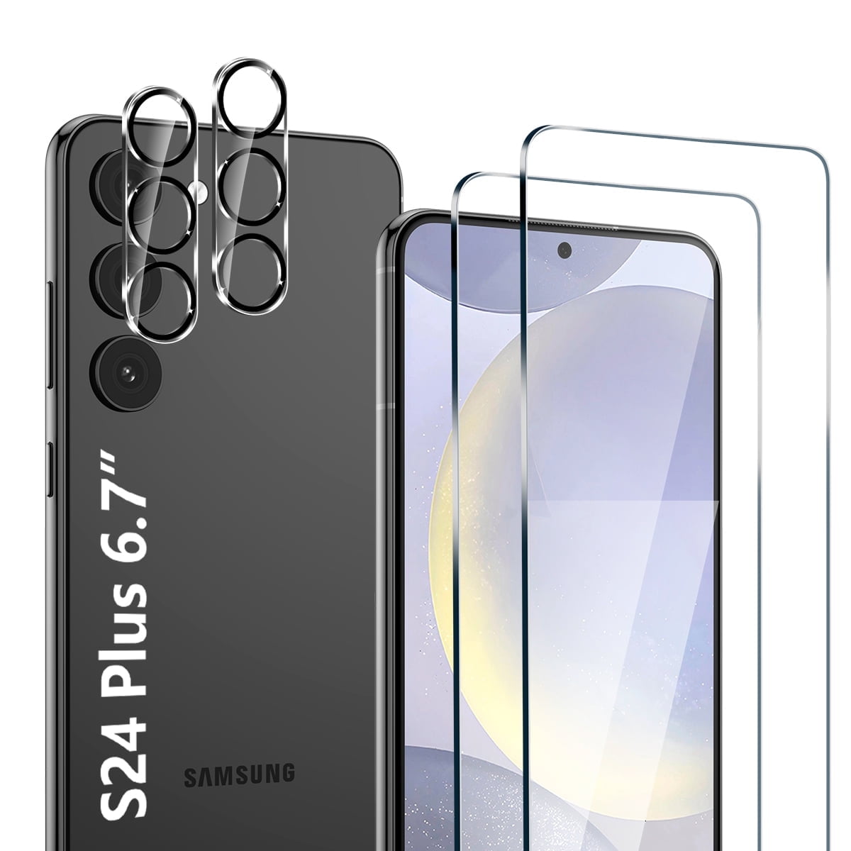 [2+2 Pack] for Samsung Galaxy S24 Plus Screen Protector, 9H Tempered Glass, Ultrasonic Fingerprint Compatible, HD Clear Case Friendly for Samsung S24 Plus Glass Screen Protector 5G