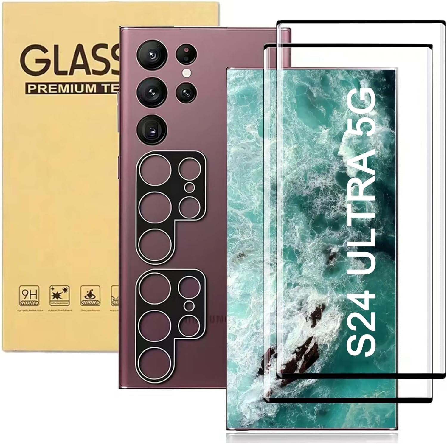 [2+2 Pack] for Samsung Galaxy S24 Ultra Screen Protector, 9H Tempered Glass, Auto Alignment Kit, Ultrasonic Fingerprint Support, Case Friendly for Samsung S24 Ultra Glass Screen Protector 5G