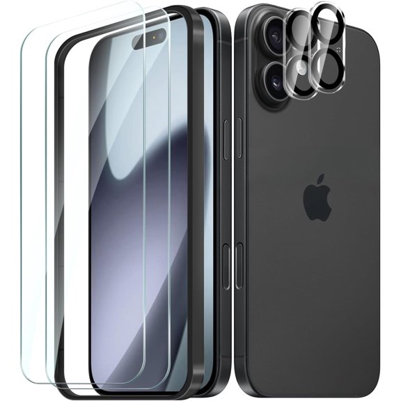 2+2 Pack Screen Protector Compatible with iPhone 17/17 Pro/17 Pro Max, Tempered Glass Film or Anti Spy Privacy Screen Protector with Camera Lens Protector, Easy Installation Frame, Case Friendly