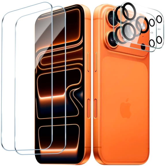 Ouxumoll 2+2 Pack Screen Protector for iPhone 17 Pro Max 6.9 Inch 2026 with Camera Lens Protector, Tempered Glass with Easy Installation , Anti-glare