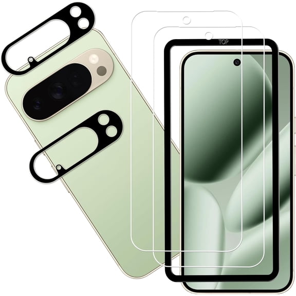 [2+2 Pack Tempered Glass Film For Google Pixel 10 Pro Screen Protector 2-Pack with Camera Lens Protector 2-Pack