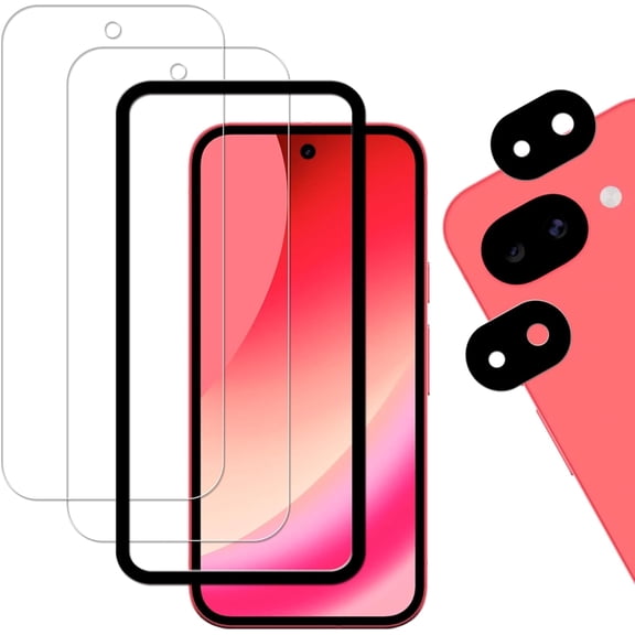 [2+2 Pack Tempered Glass Film For Google Pixel 10a Screen Protector 2-Pack with Camera Lens Protector 2-Pack