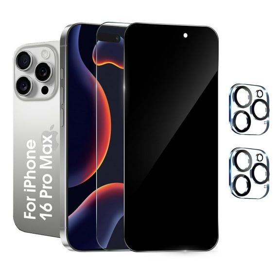 [2+2 Pack]We Life Compatible with iPhone 16 Pro Max Screen Protector, HD and Privacy Tempered Glass Screen Protector with Camera Lens Protector