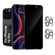 [2+2 Pack]We Life Compatible with iPhone 16 Pro Screen Protector, HD and Privacy Tempered Glass Screen Protector with Camera Lens Protector