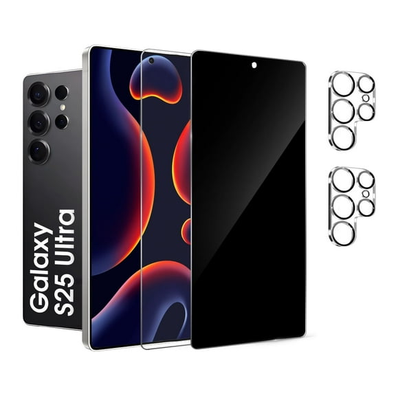 [2+2 Pack]We Life for Samsung Galaxy S25 Ultra Screen Protector, HD and Privacy Tempered Glass Screen Protector with Camera Lens Protector [Easy Installation] [9H Hardness] [99.99% HD Clear]