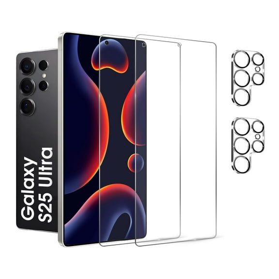 [2+2 Pack]We Life for Samsung Galaxy S25 Ultra Screen Protector, HD Tempered Glass Screen Protector with Camera Lens Protector [Easy Installation] [9H Hardness] [99.99% HD Clear] [Case Friendly]