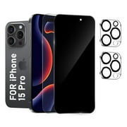 [2+2 Pack]We Life For iPhone 15 Pro Screen Protector, HD and Privacy Tempered Glass Screen Protector with Camera Lens Protector [Easy Installation] [9H Hardness] [99.99% HD Clear] [Case Friendly]