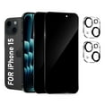 thumbnail image 1 of [2+2 Pack]We Life For iPhone 15 Screen Protector,Privacy Tempered Glass Screen Protector with Camera Lens Protector [Easy Installation] [9H Hardness] [99.99% HD Clear] [Case Friendly], 1 of 5