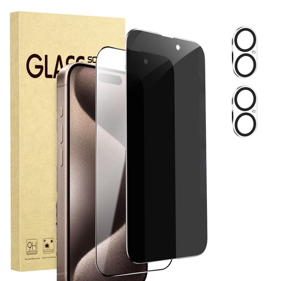 [2+2 Pack] YUESHENG Compatible with iPhone 16 Plus HD and Privacy Screen Protector with Camera Lens Protector