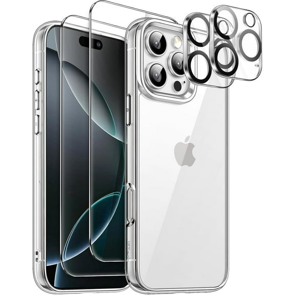[2+2 Pack] YUESHENG Compatible with iPhone 16 Pro HD Screen Protector with Camera Lens Protector