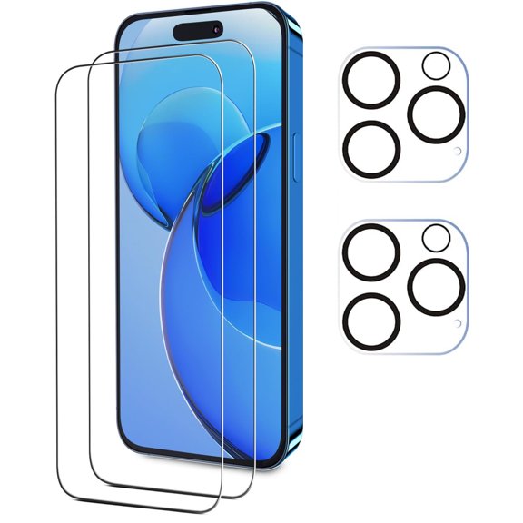 [2+2 Pack] YUESHENG Compatible with iPhone 16 Pro Max HD Screen Protector with Camera Lens Protector