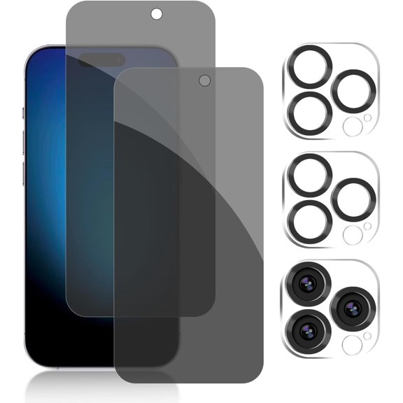 [2+2 Pack] YUESHENG Compatible with iPhone 16 Pro Max Privacy Screen Protector with Camera Lens Protector