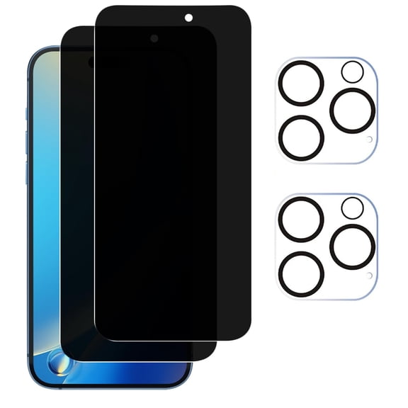 [2+2 Pack] YUESHENG Compatible with iPhone 16 Pro Privacy Screen Protector with Camera Lens Protector