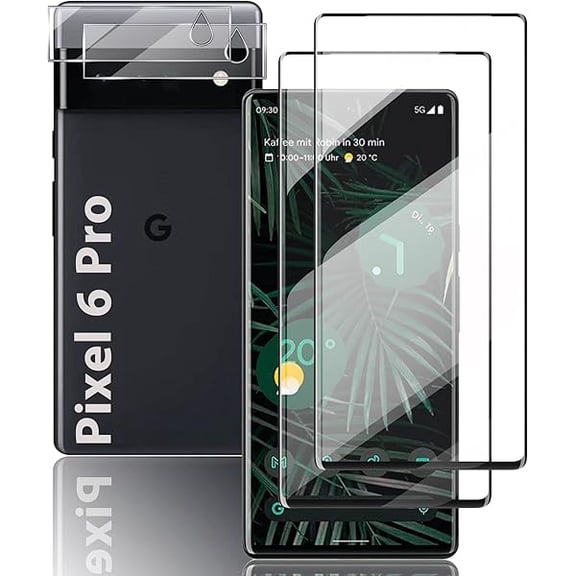 [2+2 Pack] for Google Pixel 6 Pro Screen Protector, Camera Lens Protector, Anti-Scratch, Ultra Clear, Fingerprint Compatible, Case Friendly
