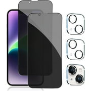 [2+2 Pack iPhone 14 Privacy Screen Protector with Camera Lens Protector Full Coverage Anti-Spy Tempered Glass Film 9H Hardness Upgrade Edge Protection Easy Installation Bubble for [6.1 inch]