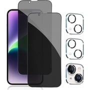 [2+2 Pack iPhone 14 Privacy Screen Protector with Camera Lens Protector Full Coverage Anti-Spy Tempered Glass Film 9H Hardness Upgrade Edge Protection Easy Installation Bubble for [6.1 inch]
