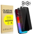 thumbnail image 1 of 2+2 Pack iPhone 15 Plus Privacy Screen Protector and Camera Lens Protector, 9H Anti Spy Dark Tempered Glass Screen Protector for iPhone 15 Plus, Easy Installation, Bubble Free, 1 of 9
