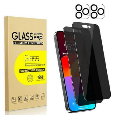 2+2 Pack iPhone 15 Pro Privacy Screen Protector and Camera Lens Protector, 9H Anti Spy Dark Tempered Glass Screen Protector for iPhone 15 Pro, Easy Installation, Bubble Free