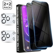 2+2 Pack iPhone 17 Pro Max Privacy Screen Protector & Camera Lens Protector, Anti-Spy Tempered Glass Shield with Easy Install Frame