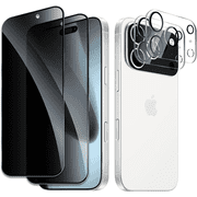 [2+2 Pack] iPhone 17 Pro Max Privacy Screen Protector with Camera Lens Protector Full Coverage Anti-Spy Tempered Glass Film 9H Hardness Upgrade Edge Protection Easy Installation Bubble for