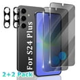 thumbnail image 1 of (2+2 Pack) privacy Screen Protector for Samsung Galaxy  S24 Plus  6.7-Inch with Camera Lens Protector, Tempered Glass Film, Fingerprint ID Compatible，scratch-resistant, 1 of 6