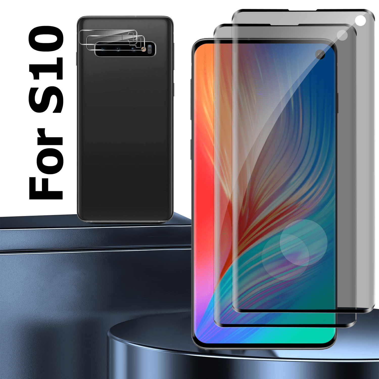 2+2 Packs) Galaxy S10 Privacy Screen Protector And Camera Lens