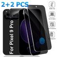 thumbnail image 1 of 2+2 Packs Pixel 9 Pro Privacy Screen Protectors With Camera Lens Protection, 9H Tempered Glass, Full Coverage, Scratch Resistant, Anti Spy Glass, Anti Fingerprint, Easy To Install, 1 of 7
