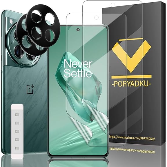 2+2 Pcs For OnePlus 12 Screen Protector [Not Glass], 2 Pcs Flexible TPU Film + 2 Pcs Camera Lens Protector, Case Friendly, Fit Without Warping for OnePlus 12 - Special Light Irradiation Device