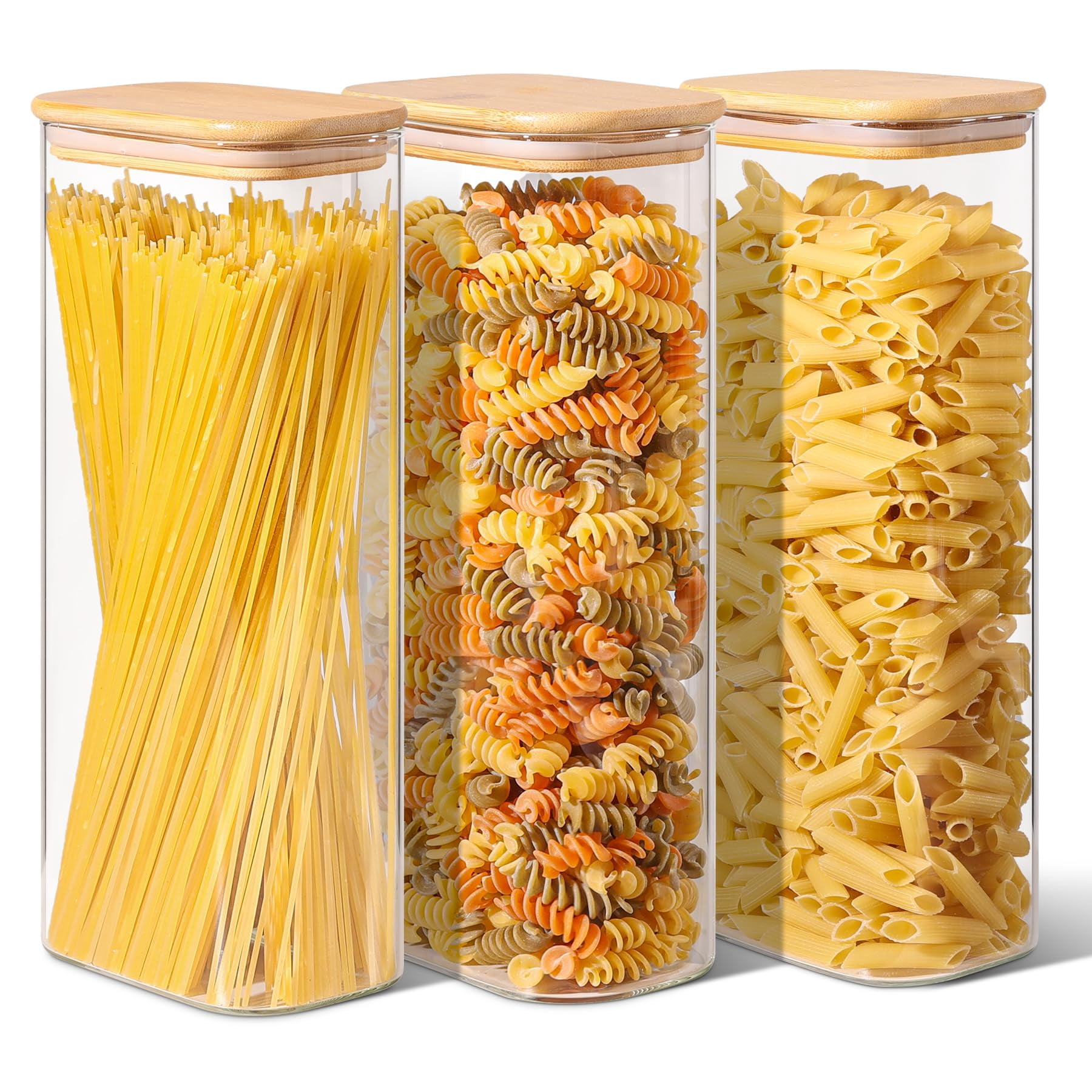 2.2 Qt Rectangle Glass Storage Containers With Lids Jars Clear Food Jar ...
