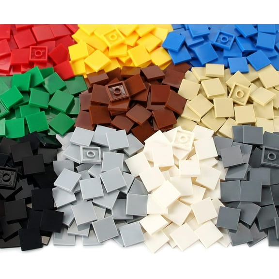 22 Tile 500 Parts and Pieces Flat MOC Bricks, Multicolored Bulk Building Blocks for Smooth Surface Wall Floor, Toy Accessories Compatible with Major Brands