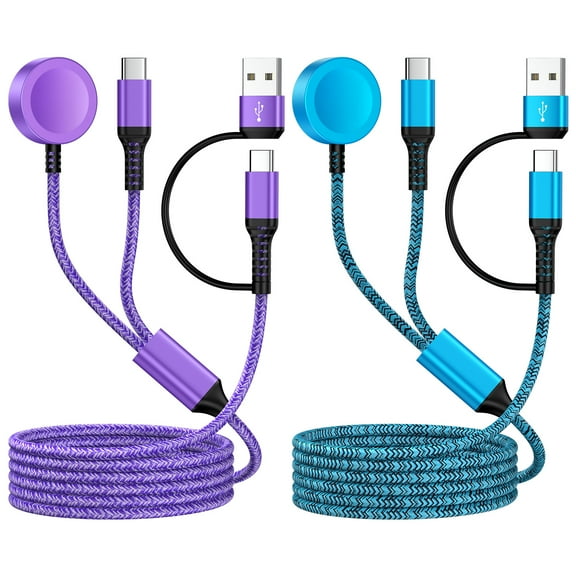 2 in 2 USB C Watch Charger,2PACK USB C Cable&USB Watch Charger Android Type C Cale Cords 6ft Fast Charging Dock Stand Replacement Wireless Magnetic USB Type C Watch Charger Pad Compatible for Samsung