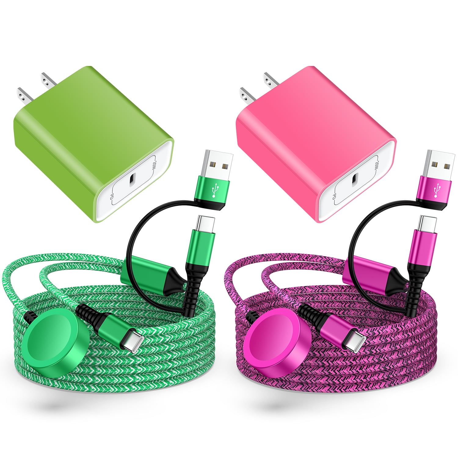 2 in 2 USB C Watch Charger,2Pack Type C Charger Block w/ Type C Charger Cable Cord 6FT USB C Fast Charging Dock Stand Replacement Wireless Magnetic USB Type C Watch Charger Pad Compatible for Samsung