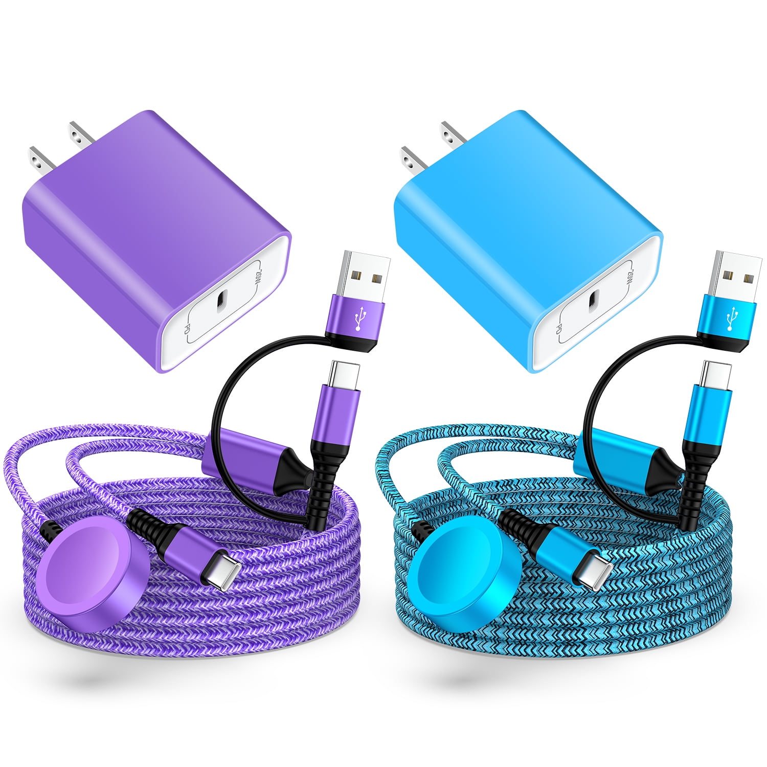 2 in 2 USB C Watch Charger,2Pack Type C Charger Block w/ Type C Charger Cable Cord 6FT USB C Fast Charging Dock Stand Replacement Wireless Magnetic USB Type C Watch Charger Pad Compatible for Samsung