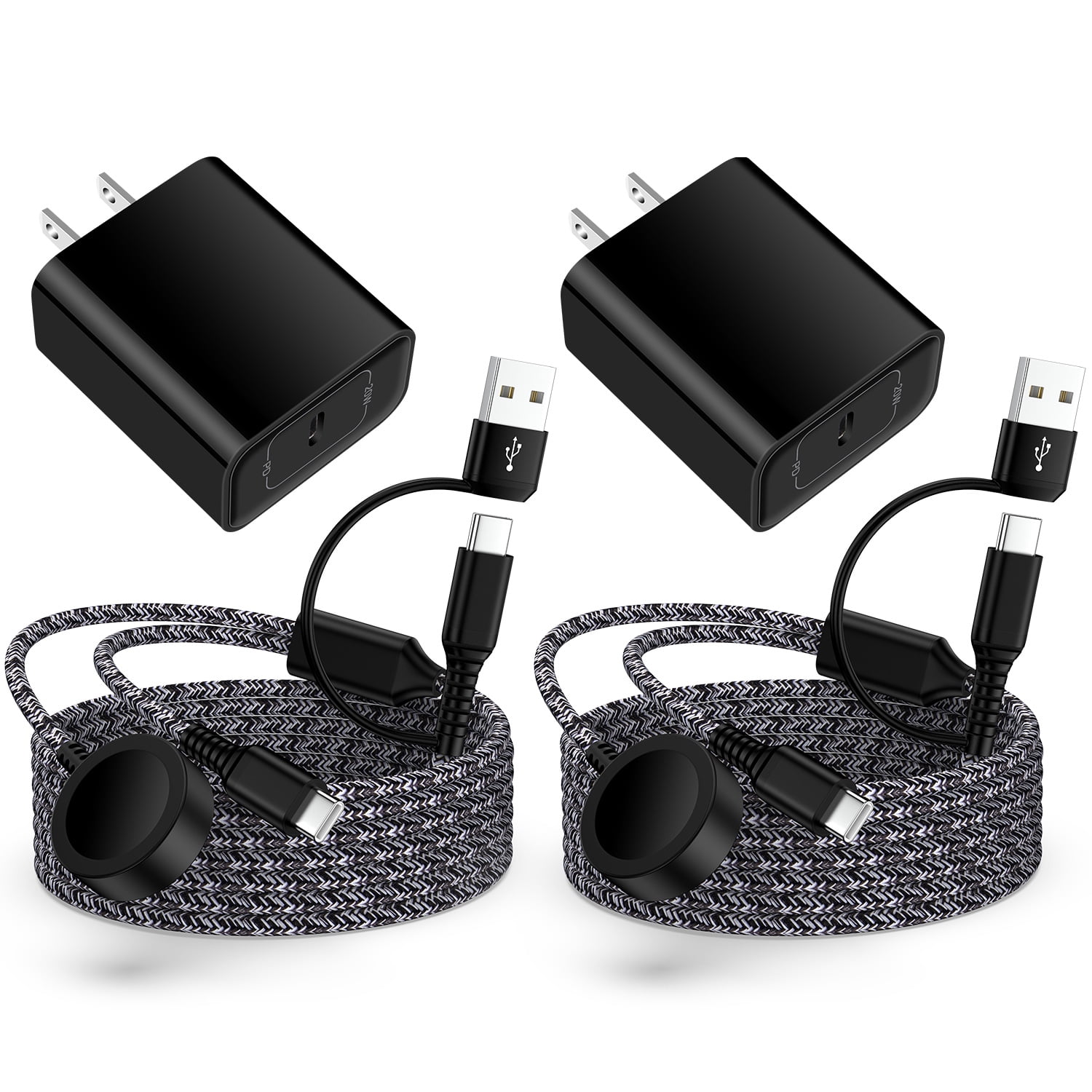 2 in 2 USB C Watch Charger,2Pack Type C Charger Block w/ Type C Charger Cable Cord 6FT USB C Fast Charging Dock Stand Replacement Wireless Magnetic USB Type C Watch Charger Pad Compatible for Samsung