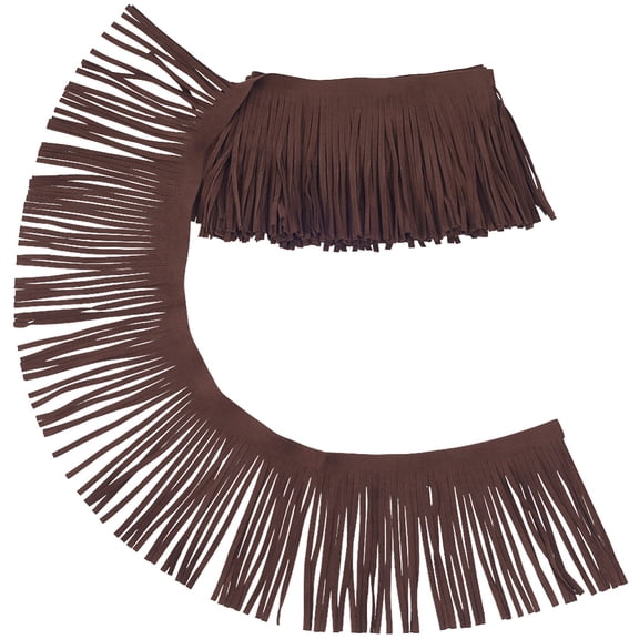 2.2 Yard PU Leather Tassel Trim 3.7 Inch Coconut Brown Double Side Suede Dance Skirt Tassel Sewing Wrap Cover Fringe DIY