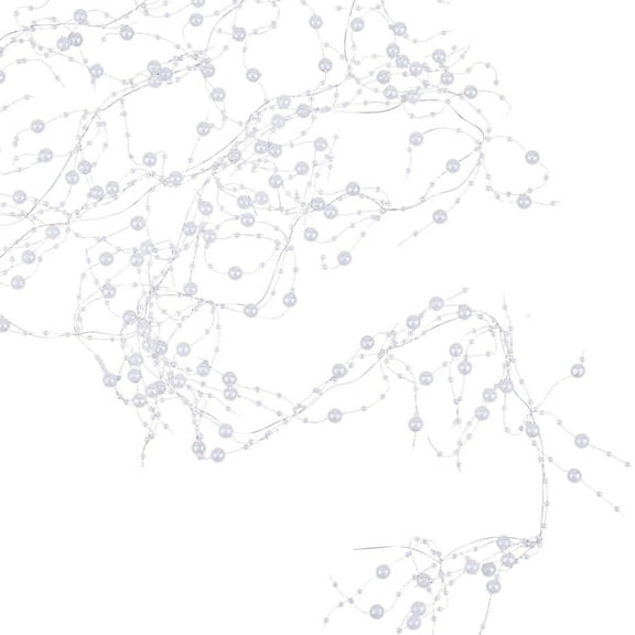 2.2 Yard White Pearl Chain String Artificial Vase Beads Filler 7.5+3mm Bead Garland Flowers Wedding Party Decoration for Wedding Centerpieces Table Decor Valentines Party Crafts White