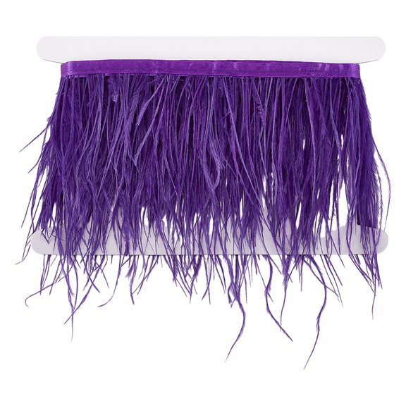 2.2 Yards Light Blue Ostrich Feather Trim 3.9-6.7 Inch Width Fringe Trim Sewing Feather Trim Ribbon Feathers Sewing Craft Decor for DIY Sewing