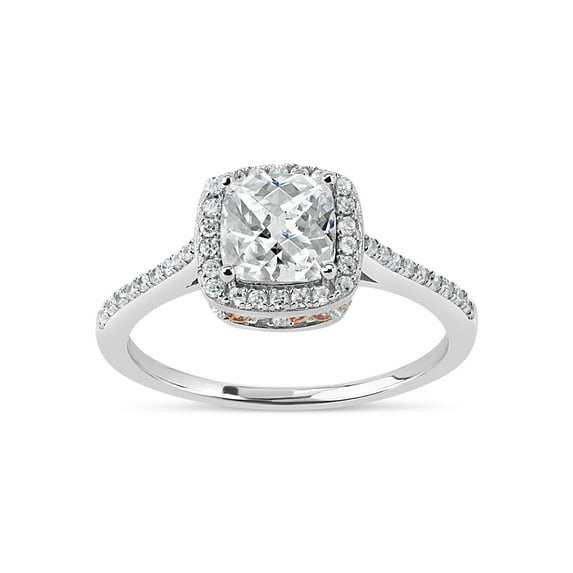2.2 ct. Cushion Cubic Zirconia Halo Ring in 2Tone Sterling Silver