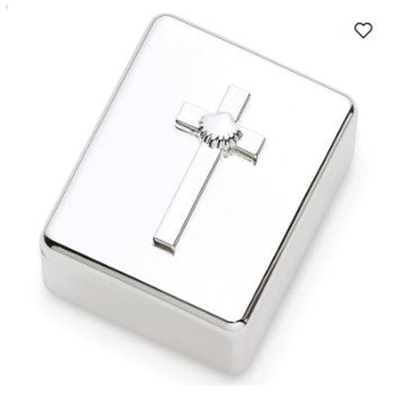 2.2"h baptism keepsake box silver; caroline collection