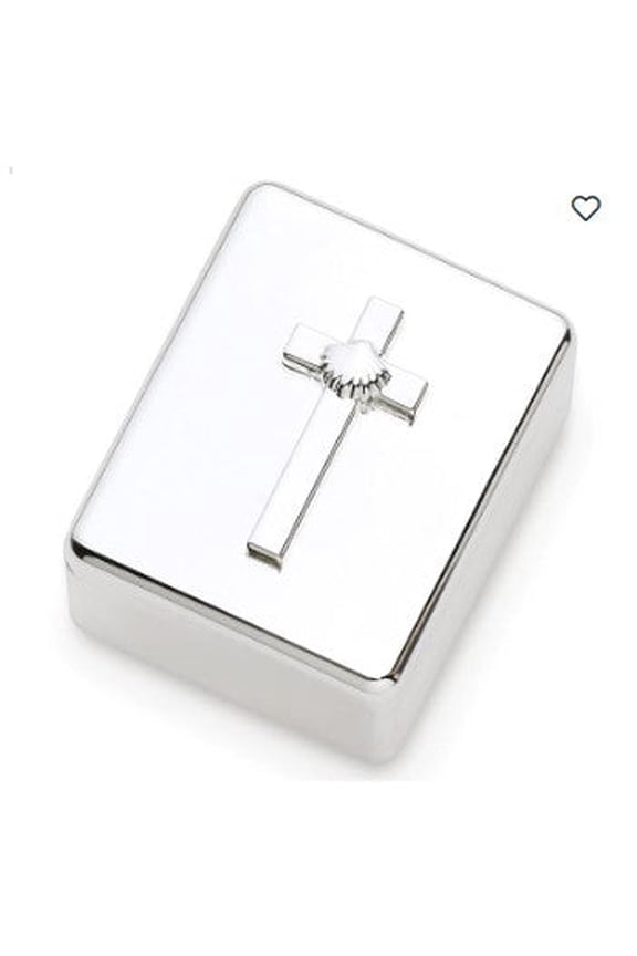 2.2"h baptism keepsake box silver; caroline collection