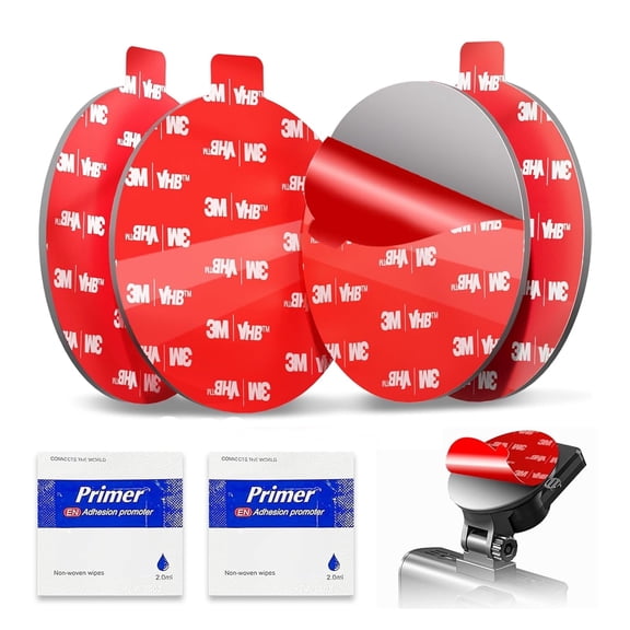 2.2 in Round Adhesive Sticky Pads, 4pcs Heat Resistant Double-Sided Adhesive Pads, Double Sided Tape Heavy Duty for Dash Cam with Adhesion Promoter