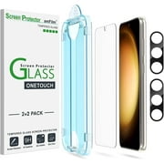 2+2 pack amFilm OneTouch for Samsung Galaxy S23+/S23 Plus 6.7 Inch Tempered Glass Screen Protector & Tempered Glass Camera Lens Protector, 9H Hardness, Easy Installation and Bubble Free.