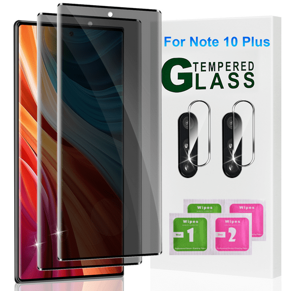 [2+2 packs] Galaxy  S10 Plus  (6.4 inches) privacy screen protector and camera lens protector, anti spy, 9H tempered glass, scratch resistant, bubble free, easy to install.