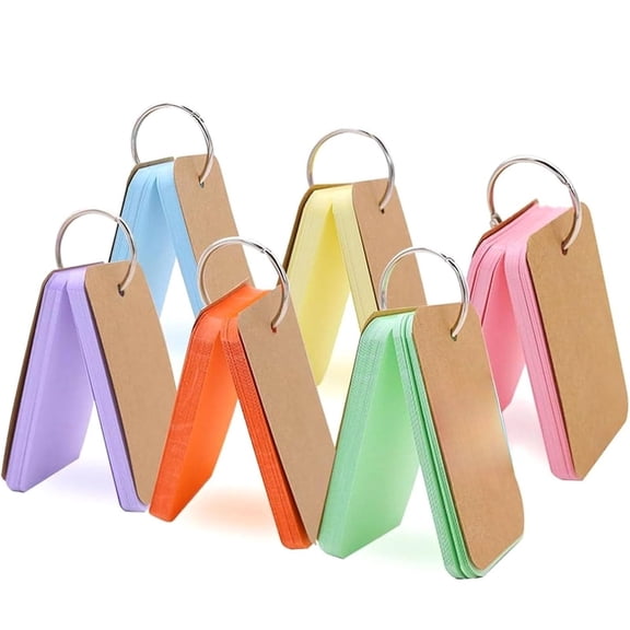 2.2 x 3.5 Inch Small Index Cards 300 Pack with Key Rings, Portable Mini Flash Cards for Nursing Students Classroom Study Note Taking & Office Use