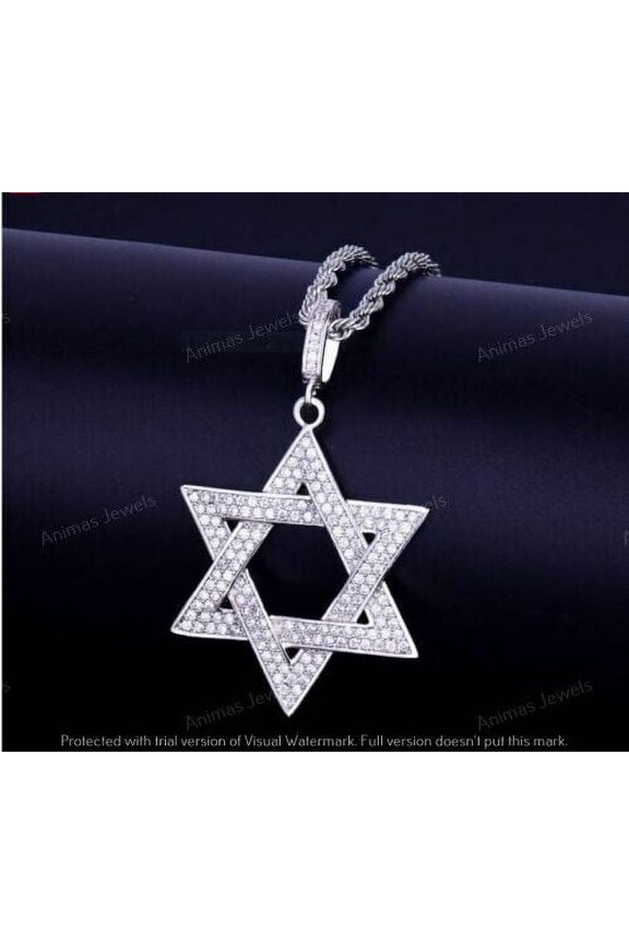 2.20 CT Round Cut Cubic Zirconia Star Pendant Real 925 Sterling Silver