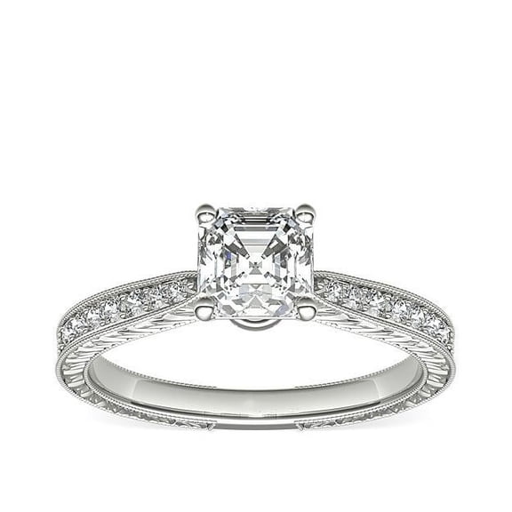 2.20 Carat Asscher Cut Moissanite Diamond (D/VVS1) Gorgeous Wedding Ring for Fiancee in 14K White Gold Ring Size 5 by Diamond-Capitals