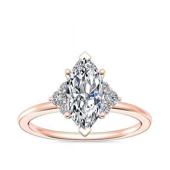 2.20 Carat Charm Marquise Cut Moissanite Halo Wedding Rings for Ladies Solid 18K Rose Gold Size 4.5 by Diamond-Capitals